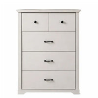 Jori Tall Dresser Chest, 4 Drawers with Split Top, Black Handles, White - BM352217