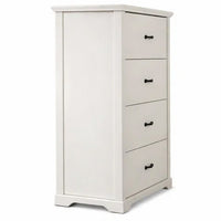 Jori Tall Dresser Chest, 4 Drawers with Split Top, Black Handles, White - BM352217