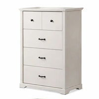 Jori Tall Dresser Chest, 4 Drawers with Split Top, Black Handles, White - BM352217