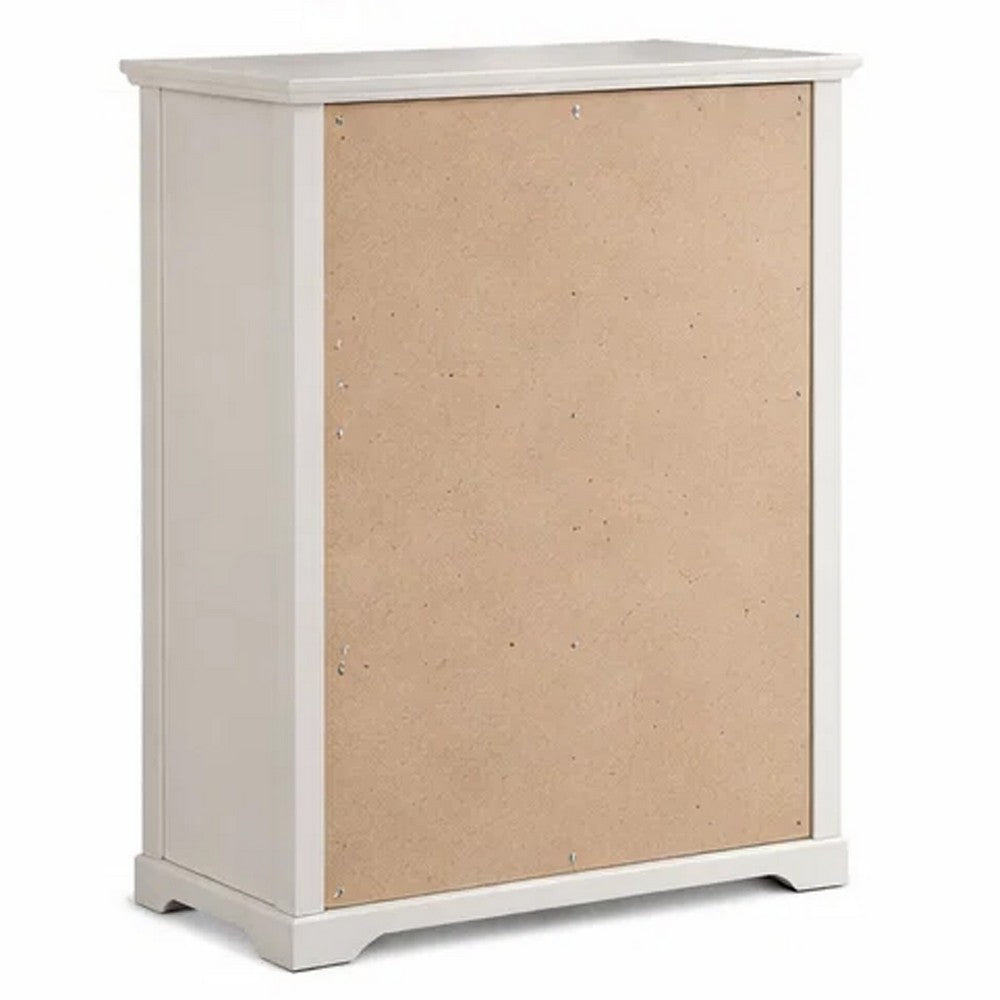 Jori Tall Dresser Chest, 4 Drawers with Split Top, Black Handles, White - BM352217