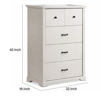 Jori Tall Dresser Chest, 4 Drawers with Split Top, Black Handles, White - BM352217
