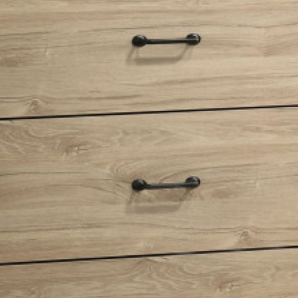 Jori Tall Dresser Chest, 4 Drawers, Split Top, Black Handles, Oak Brown - BM352218