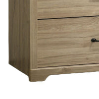 Jori Tall Dresser Chest, 4 Drawers, Split Top, Black Handles, Oak Brown - BM352218