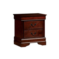 Lezy Nightstand, 2 Drawers, Nickel Pulls, Louis Philippe Cherry Brown