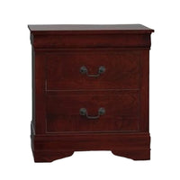 Lezy Nightstand, 2 Drawers, Nickel Pulls, Louis Philippe Cherry Brown