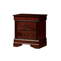 Lezy Nightstand, 2 Drawers, Nickel Pulls, Louis Philippe Cherry Brown