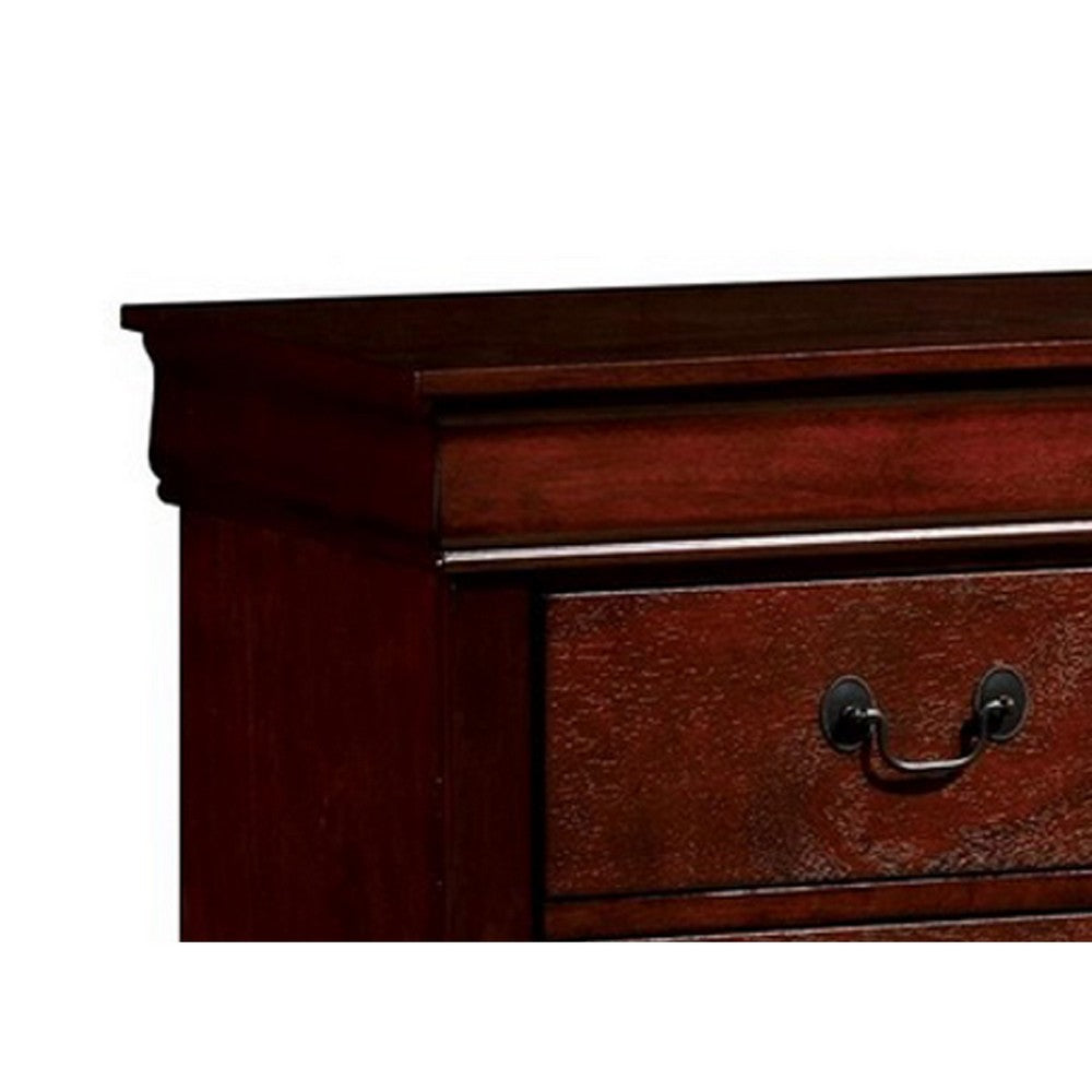 Lezy Nightstand, 2 Drawers, Nickel Pulls, Louis Philippe Cherry Brown