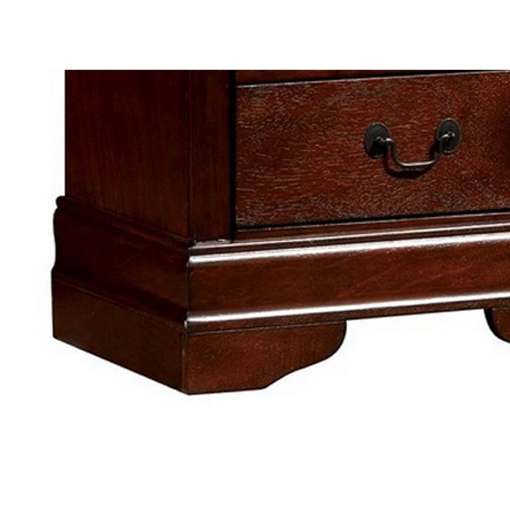 Lezy Nightstand, 2 Drawers, Nickel Pulls, Louis Philippe Cherry Brown