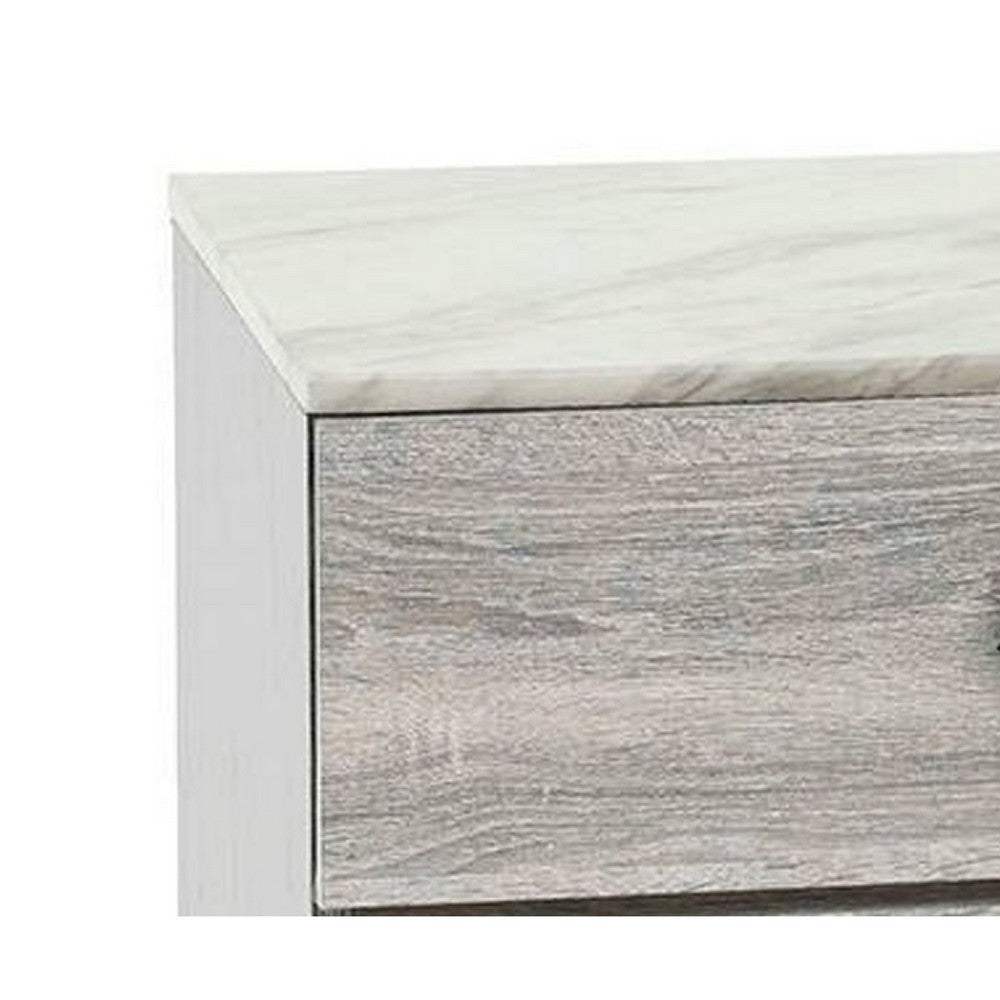 Bedside Nightstand, 2 Drawers, Black Diamond Knobs, Textured Cream