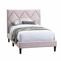 Full Size Bed, Adjustable Headboard, Foam Fill Pink Velvet Upholstery
