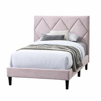 Full Size Bed, Adjustable Headboard, Foam Fill Pink Velvet Upholstery