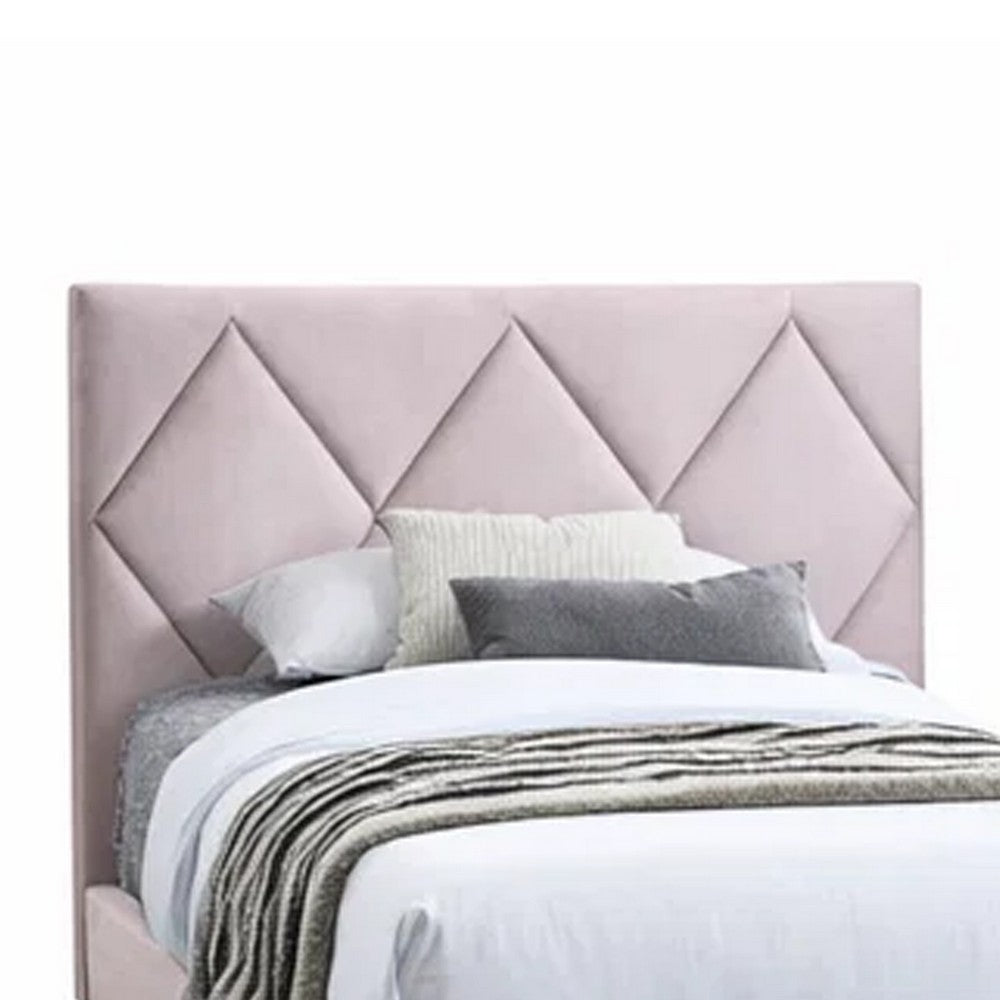 Full Size Bed, Adjustable Headboard, Foam Fill Pink Velvet Upholstery