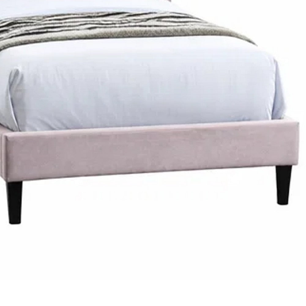 Full Size Bed, Adjustable Headboard, Foam Fill Pink Velvet Upholstery