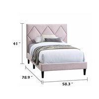 Full Size Bed, Adjustable Headboard, Foam Fill Pink Velvet Upholstery