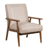 Myra Accent Armchair with Solid Wood Frame, Light Camel Microfiber