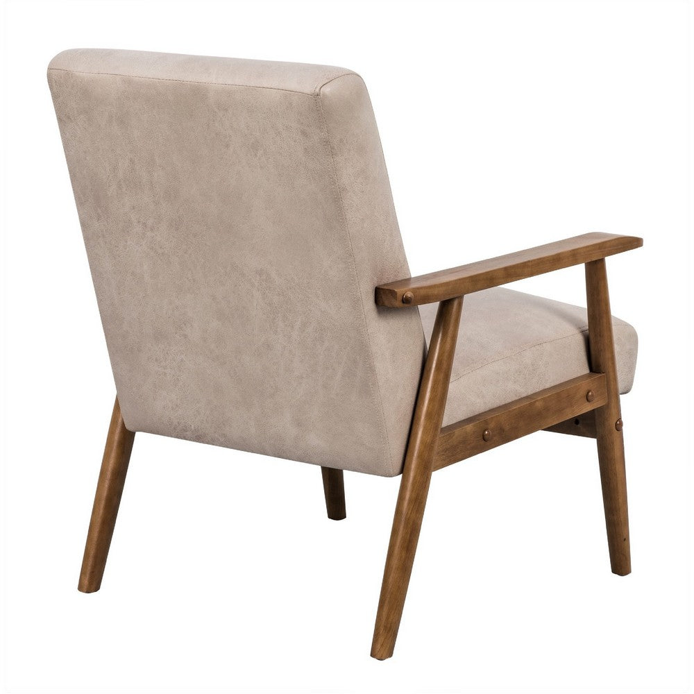 Myra Accent Armchair with Solid Wood Frame, Light Camel Microfiber