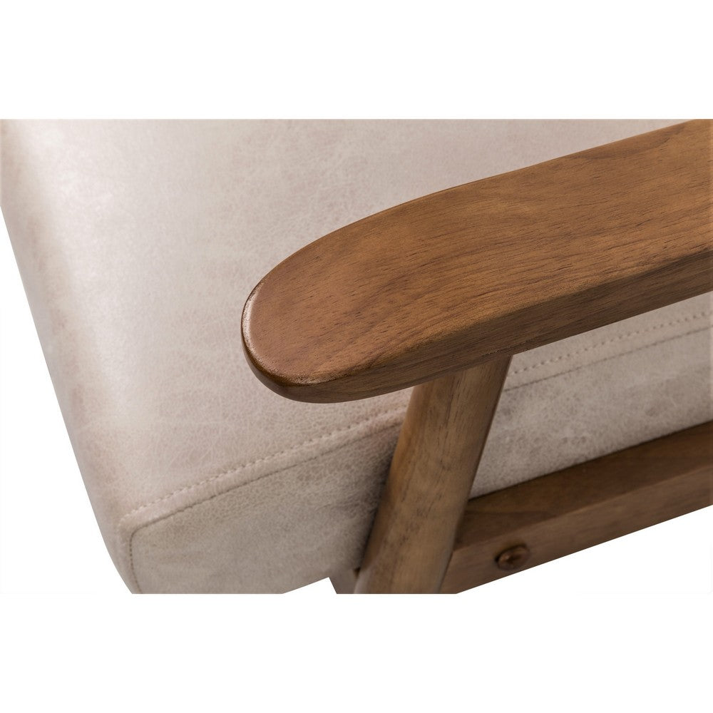 Myra Accent Armchair with Solid Wood Frame, Light Camel Microfiber