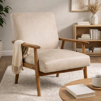 Myra Accent Armchair with Solid Wood Frame, Light Camel Microfiber