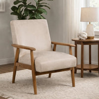 Myra Accent Armchair with Solid Wood Frame, Light Camel Microfiber