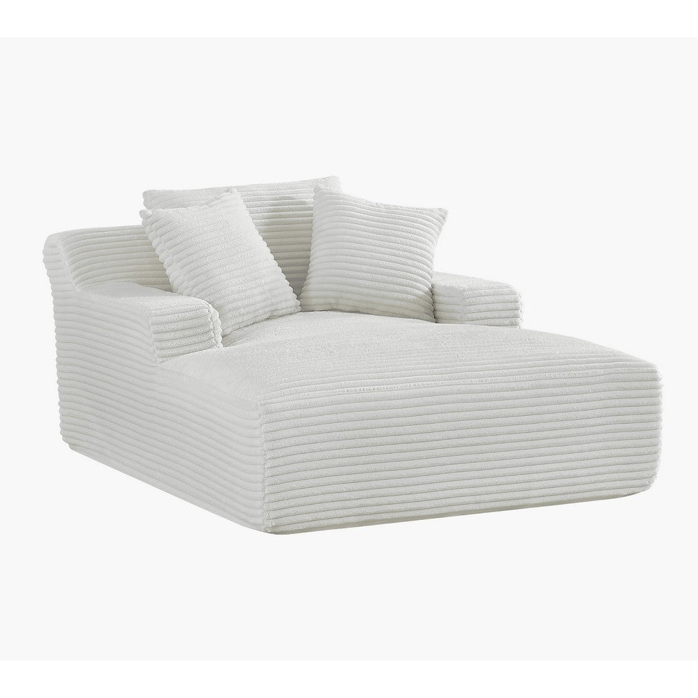 Cline Oversized Chaise Lounge Chair with 2 Pillows, Ivory Corduroy