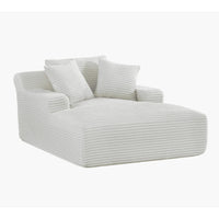 Cline Oversized Chaise Lounge Chair with 2 Pillows, Ivory Corduroy