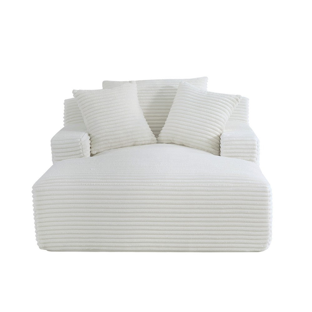 Cline Oversized Chaise Lounge Chair with 2 Pillows, Ivory Corduroy