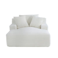 Cline Oversized Chaise Lounge Chair with 2 Pillows, Ivory Corduroy