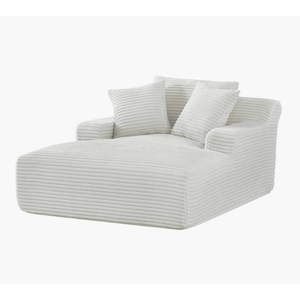 Cline Oversized Chaise Lounge Chair with 2 Pillows, Ivory Corduroy