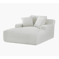 Cline Oversized Chaise Lounge Chair with 2 Pillows, Ivory Corduroy