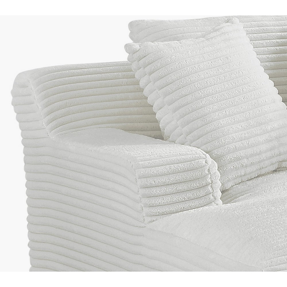 Cline Oversized Chaise Lounge Chair with 2 Pillows, Ivory Corduroy