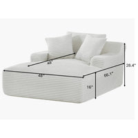 Cline Oversized Chaise Lounge Chair with 2 Pillows, Ivory Corduroy
