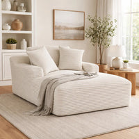 Cline Oversized Chaise Lounge Chair with 2 Pillows, Ivory Corduroy