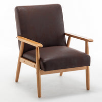 Myra Accent Armchair with Solid Wood Frame, Dark Brown Microfiber