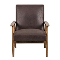 Myra Accent Armchair with Solid Wood Frame, Dark Brown Microfiber