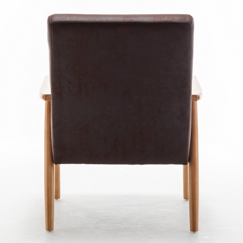 Myra Accent Armchair with Solid Wood Frame, Dark Brown Microfiber