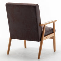 Myra Accent Armchair with Solid Wood Frame, Dark Brown Microfiber