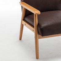 Myra Accent Armchair with Solid Wood Frame, Dark Brown Microfiber