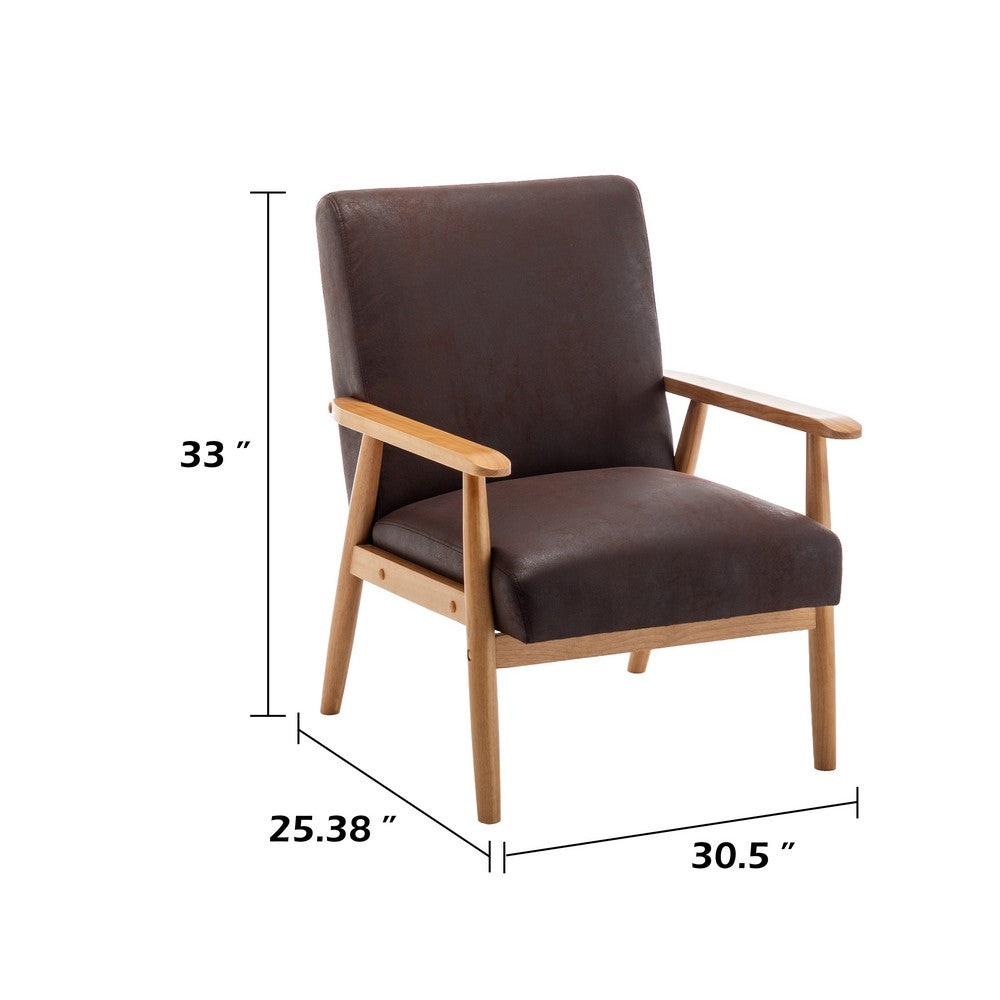 Myra Accent Armchair with Solid Wood Frame, Dark Brown Microfiber