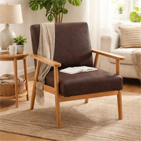 Myra Accent Armchair with Solid Wood Frame, Dark Brown Microfiber