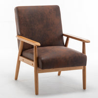 Myra Accent Armchair with Solid Wood Frame, Brown Microfiber