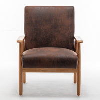 Myra Accent Armchair with Solid Wood Frame, Brown Microfiber