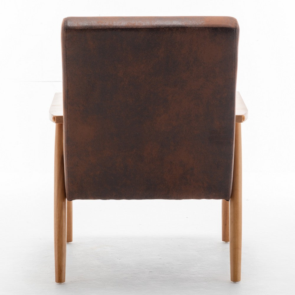 Myra Accent Armchair with Solid Wood Frame, Brown Microfiber