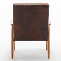 Myra Accent Armchair with Solid Wood Frame, Brown Microfiber