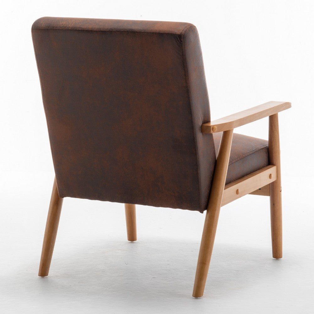Myra Accent Armchair with Solid Wood Frame, Brown Microfiber