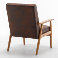 Myra Accent Armchair with Solid Wood Frame, Brown Microfiber