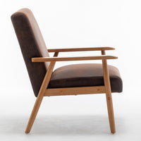 Myra Accent Armchair with Solid Wood Frame, Brown Microfiber