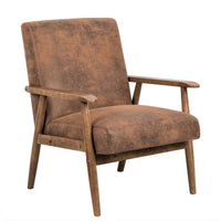 Myra Accent Armchair with Solid Wood Frame, Light Brown Microfiber