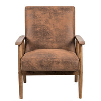 Myra Accent Armchair with Solid Wood Frame, Light Brown Microfiber