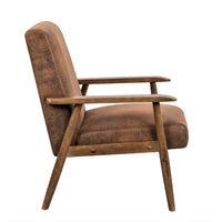 Myra Accent Armchair with Solid Wood Frame, Light Brown Microfiber