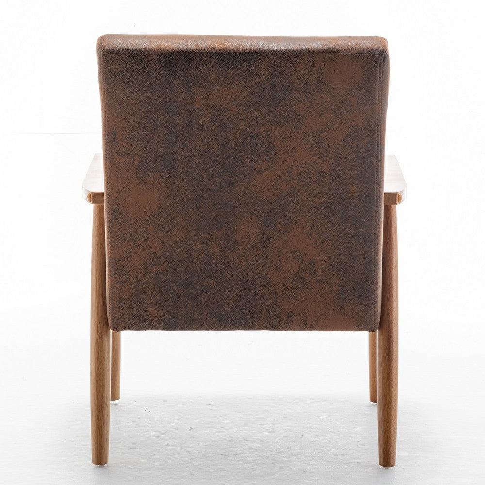 Myra Accent Armchair with Solid Wood Frame, Light Brown Microfiber